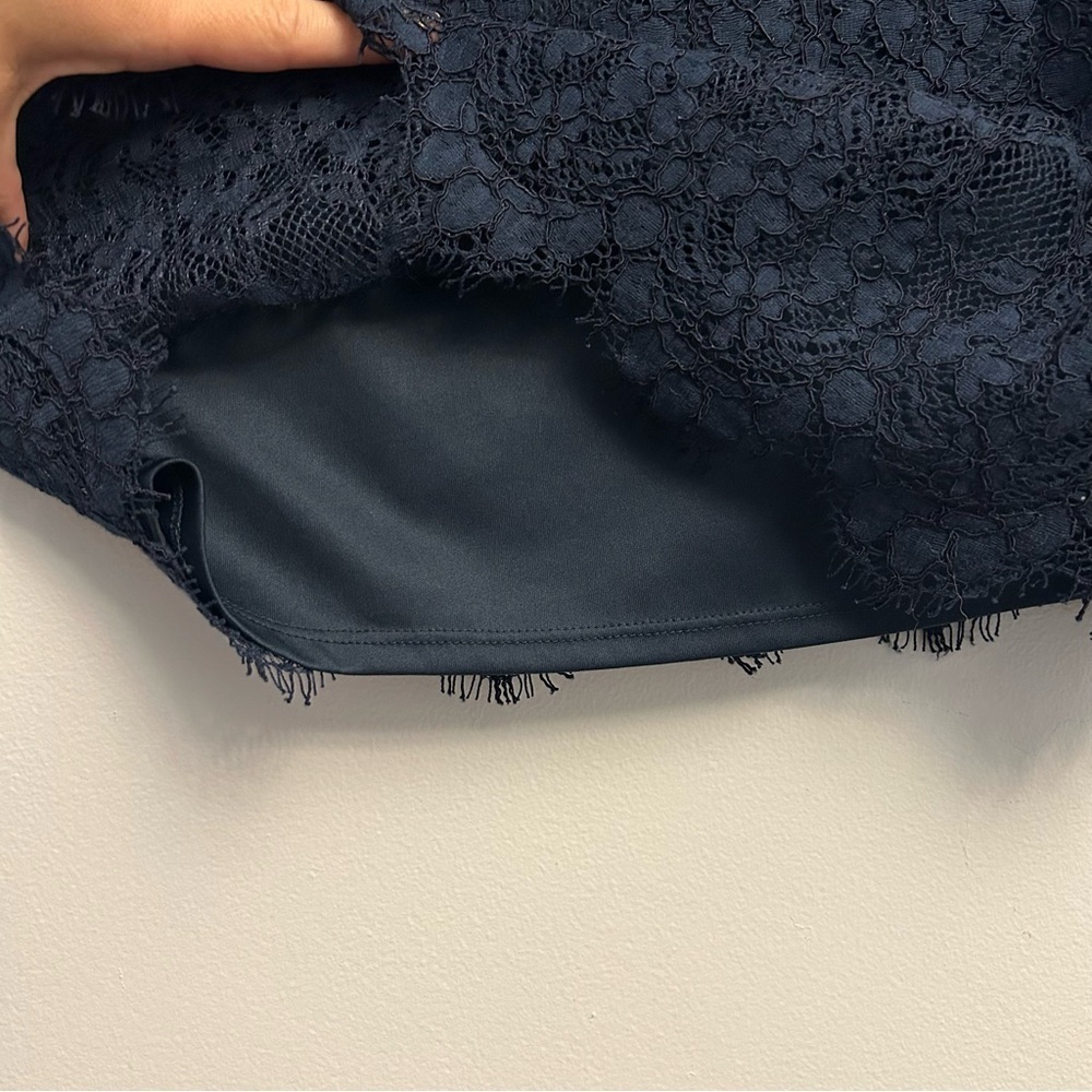 Betsey Johnson Navy Blue Lace Dress Tie Neck Size 0 - Picture 15 of 15